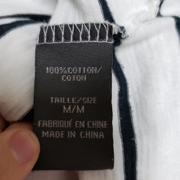 2/$15 Suzy Shier medium white & black striped scoop neck shirt - Picture 6 of 11